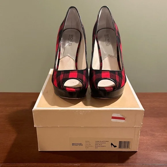 Michael Kors Plaid Peep-Toe Heels ✨🌹 - Picture 2 of 9